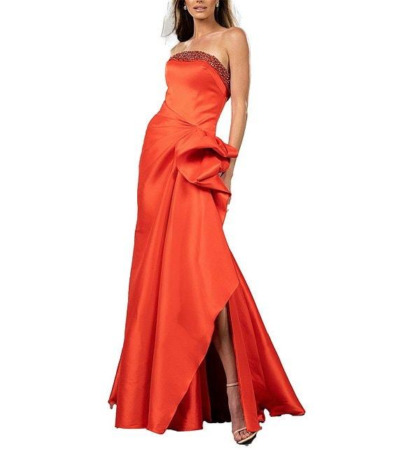 Terani Couture Stretch Mikado Embellished Strapless Ruffle Mermaid Gown Product Image