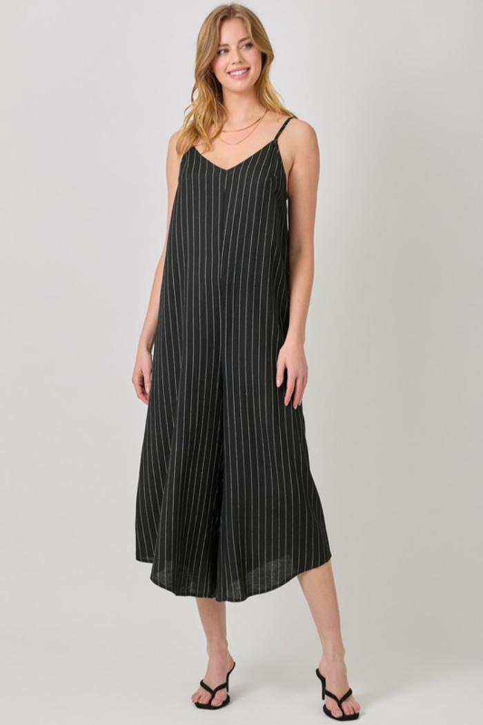 Striped V Neck Jumpsuit Product Image