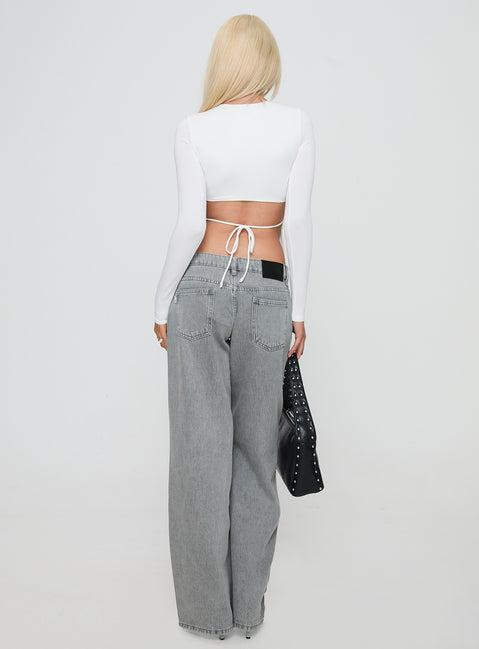 Ellanor Low Rise Straight Leg Jean Washed Grey Product Image