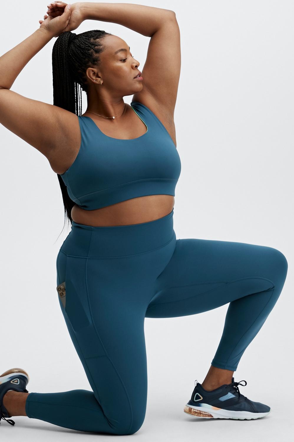 Fabletics Harlow Reversible Medium Impact Sports Bra Womens blue plus Size 3X Product Image