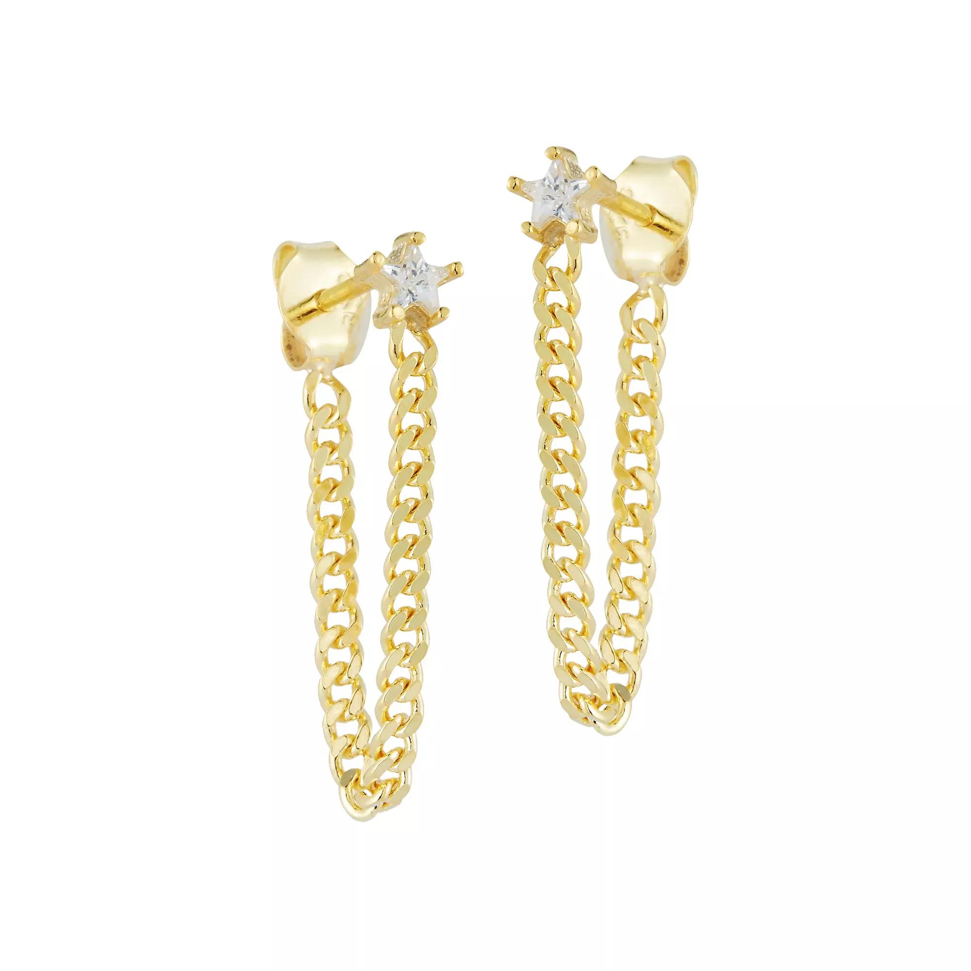 Sunkissed Sterling Cubic Zirconia Curb Chain Drop Earrings, Women's, Gold Tone Product Image