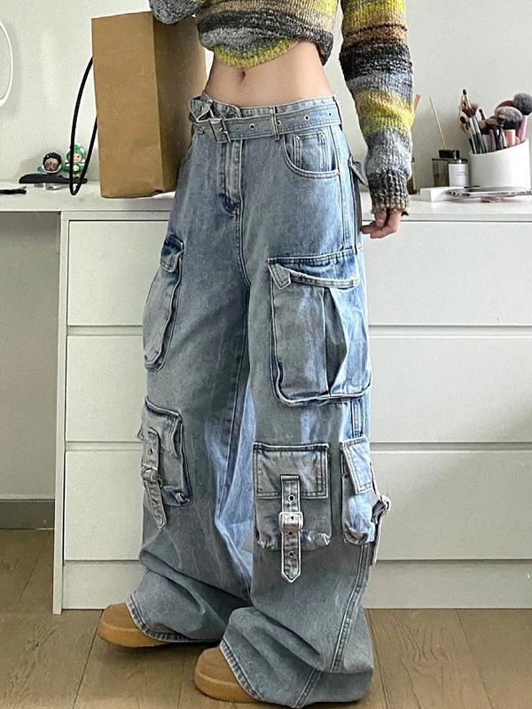 Vintage Multi-Pocket Cargo Jeans Product Image