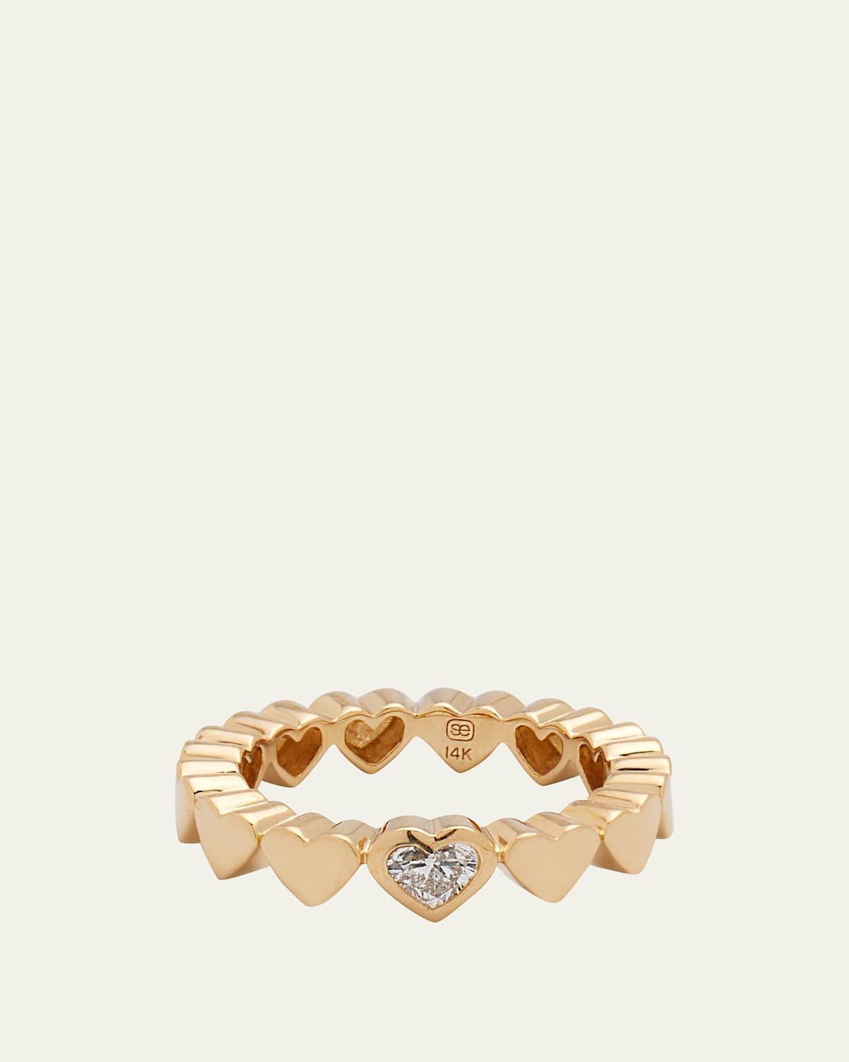 14k Yellow Gold Single Diamond Heart Ring, Size 6.5 Product Image