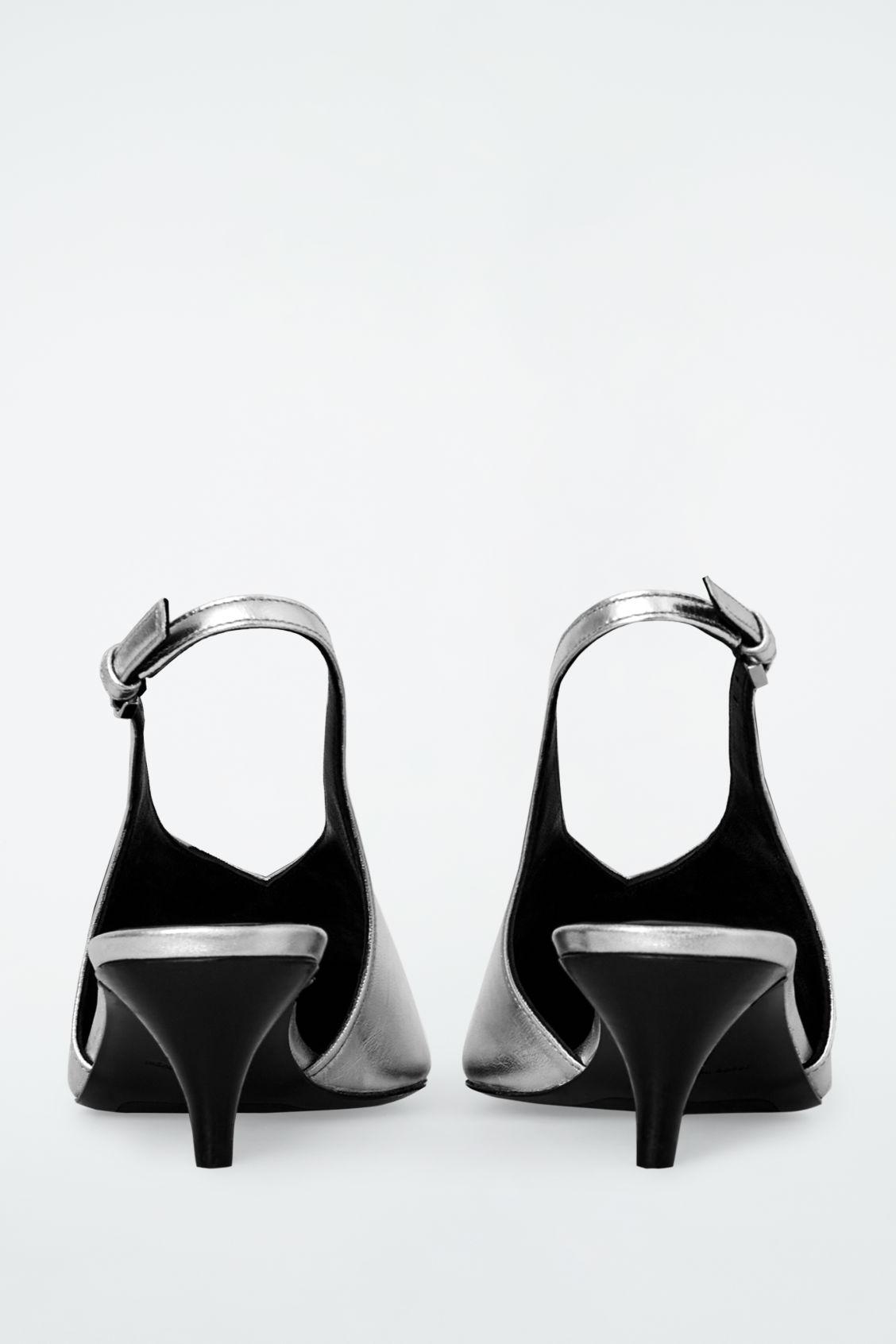 POINTED LEATHER SLINGBACK KITTEN HEELS Product Image