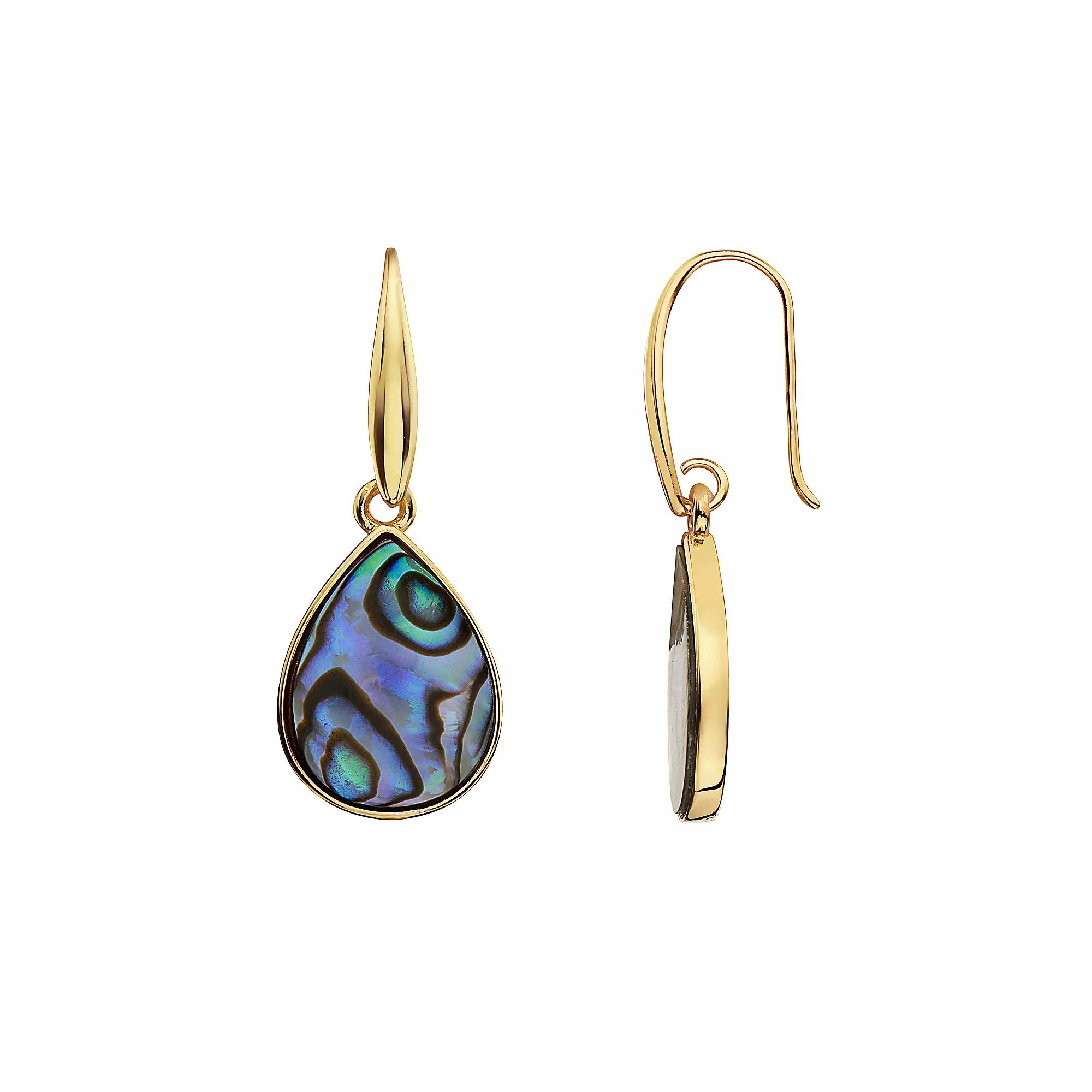 14k Gold Over Sterling Silver Abalone Drop Earrings, Womens, Yellow Product Image