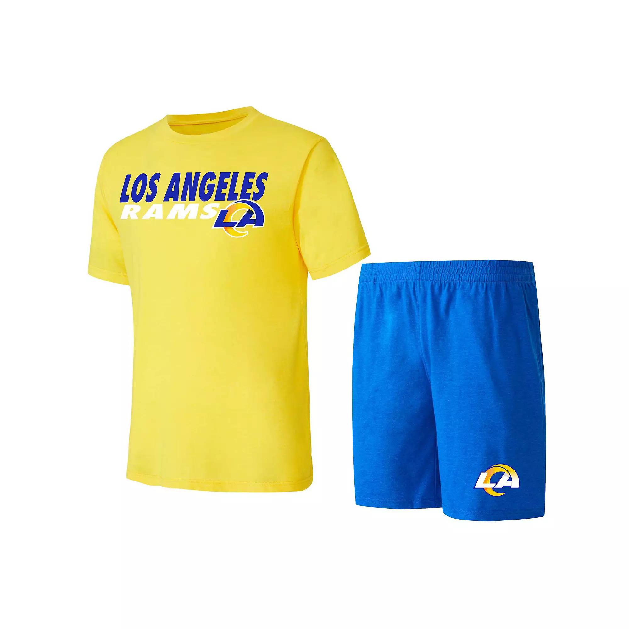 Men's Concepts Sport Powder Blue/Gold Los Angeles Chargers Meter T-Shirt & Shorts Sleep Set, Size: 2XL, Light Product Image