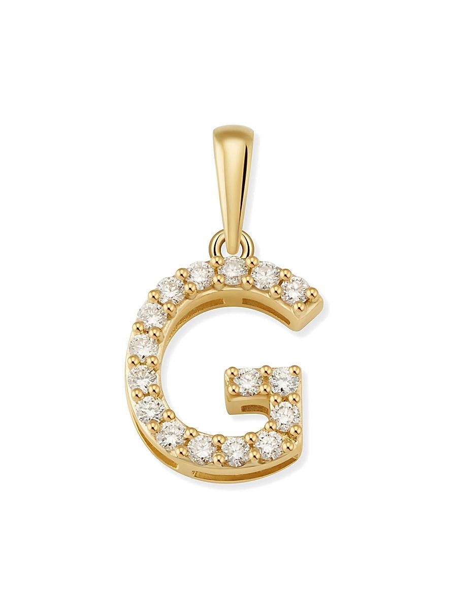 Womens 14K Yellow Gold Luxe Letter Diamond Initial Pendant Charm Product Image