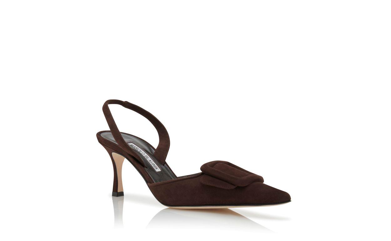 MAYSLI Brown Suede Slingback Mules Product Image