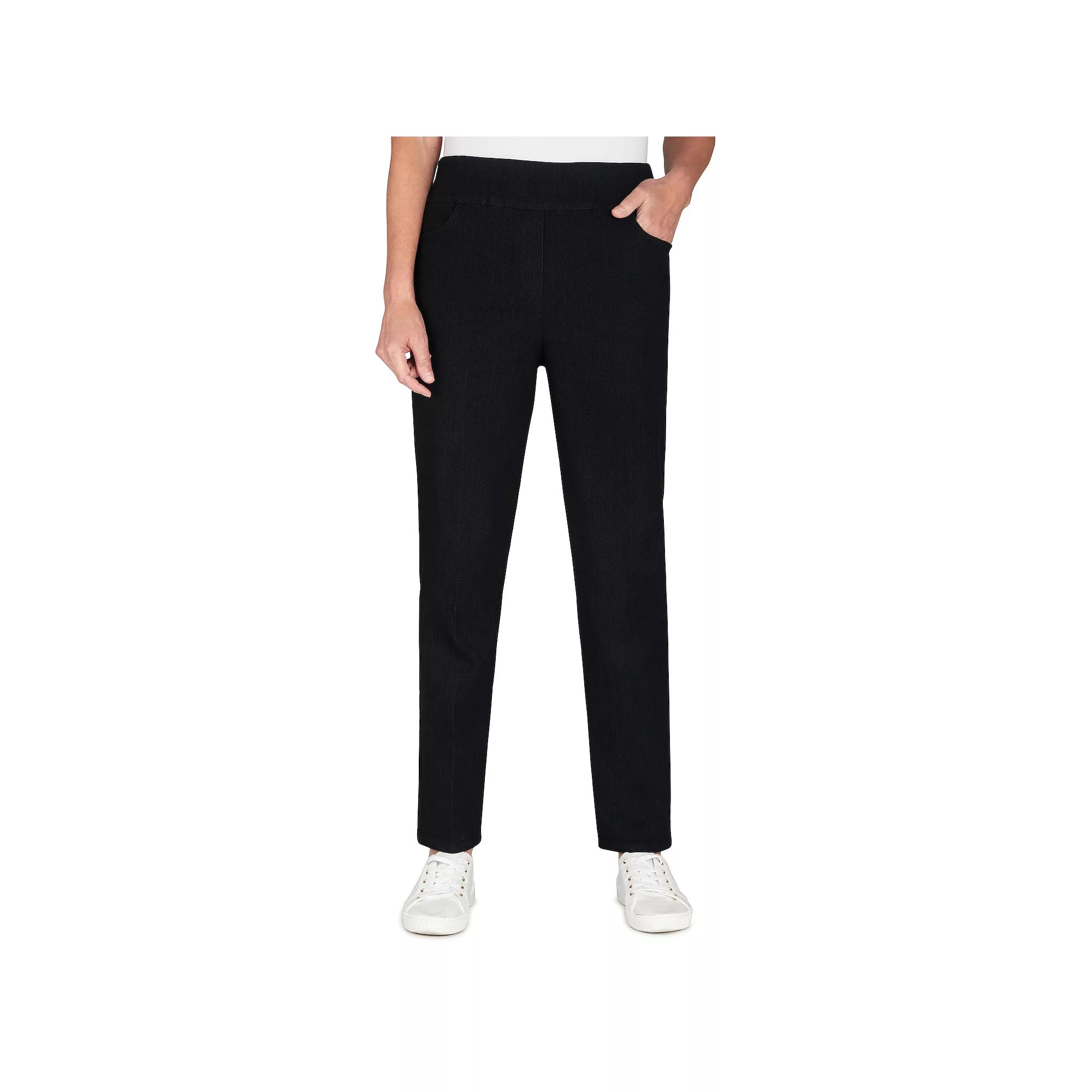 Petite Alfred Dunner Super Stretch Pull-On Straight-Leg Denim Pants, Women's,  Product Image