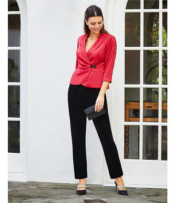 Alex Evenings Stretch Velvet Slim Leg Flat Front Pull-On Pants Product Image