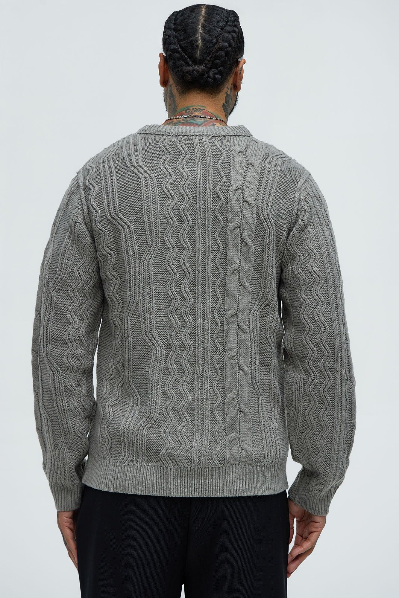 Drew Cable Knit Sweater - Heather Grey Product Image