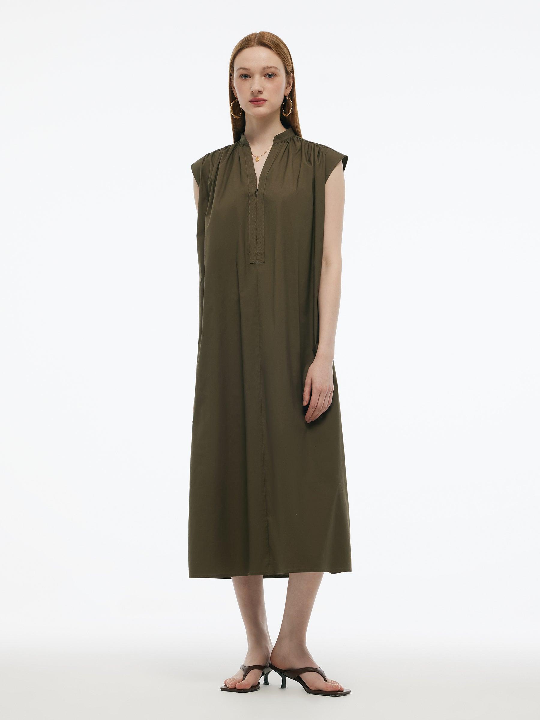 Cap Sleeve Adjustable V-Neck Women Maxi Dress With Belt Product Image