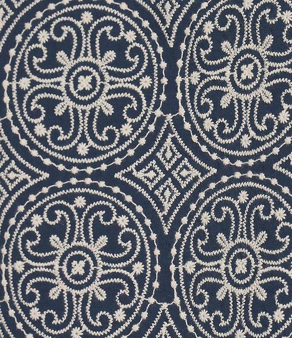 Rowm Tourister Short Sleeve Eyelet Solid Button-Front Shirt Product Image