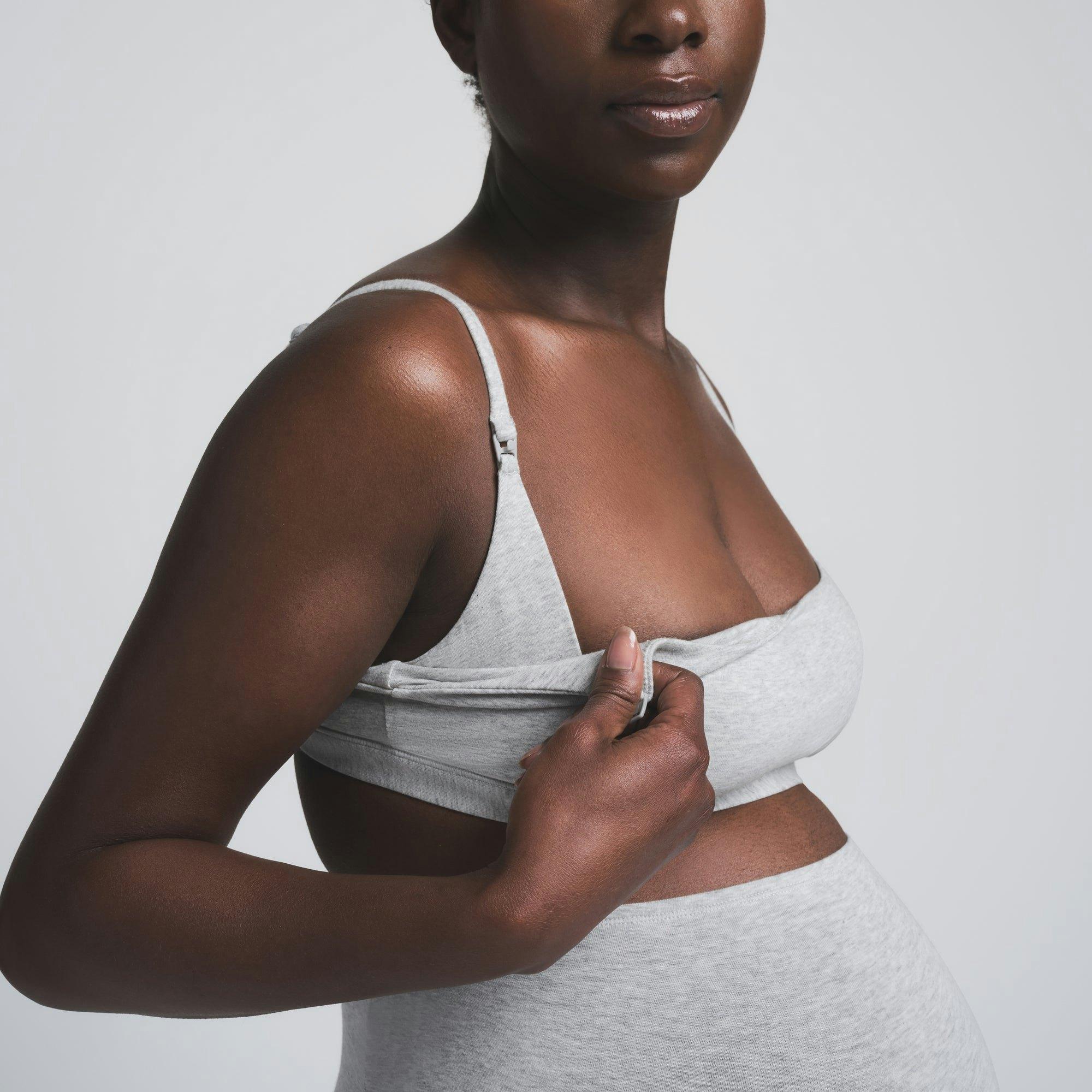 COTTON JERSEY MATERNITY NURSING SCOOP BRALETTE | LIGHT HEATHER GREY Product Image