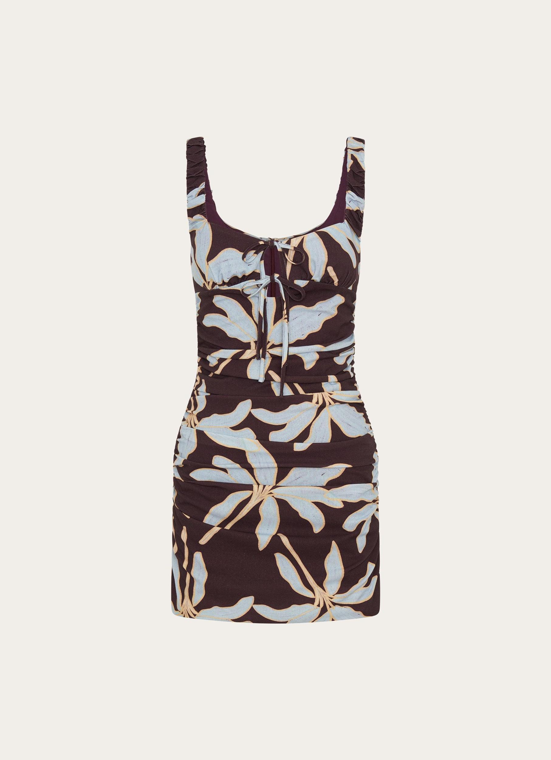 Sweet Melody Ruched Mini Dress - Opulent Brown Product Image