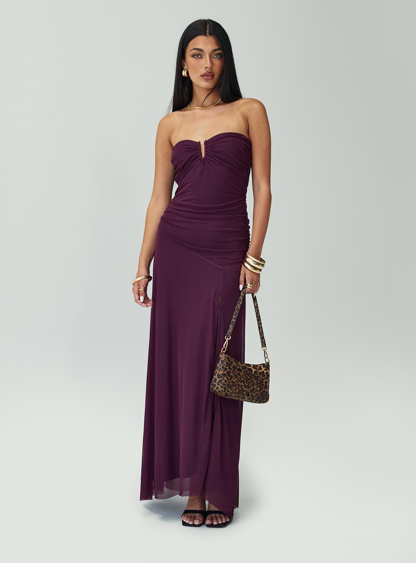 Barbarella Strapless Maxi Dress Purple Product Image