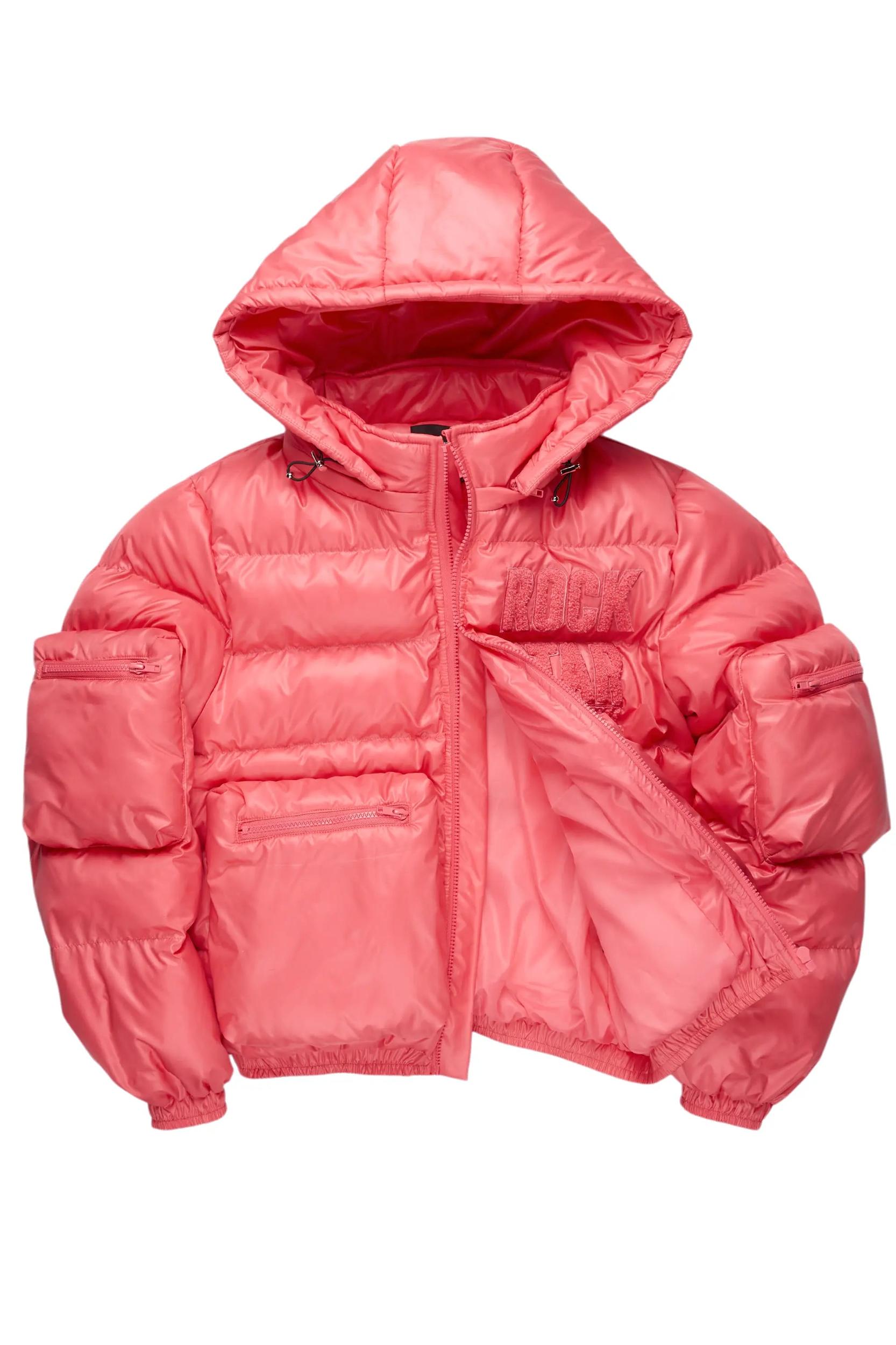Keisha Pink Cargo Puffer Jacket Female Product Image