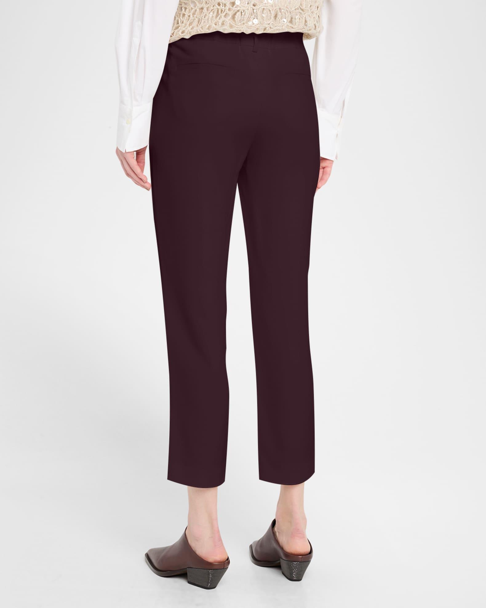 Silk Crepe Cady Tailored Straight-Leg Pull-On Pants Product Image