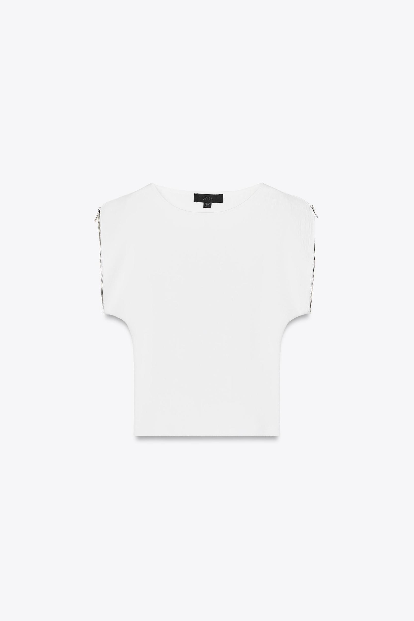 ZIPPER SLEEVE KNIT TOP Product Image