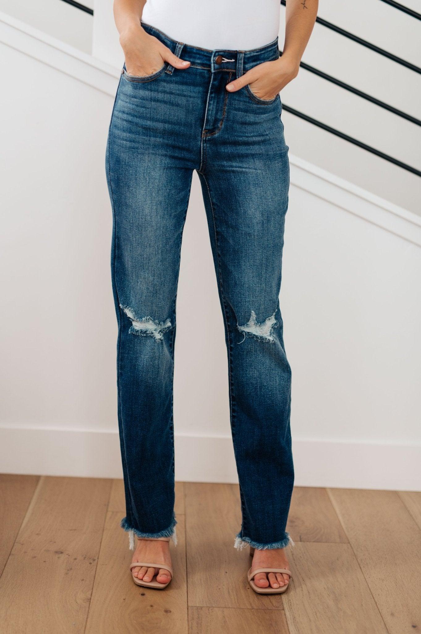 Morgan High Rise Distressed Straight Jeans (Online Exclusive) Product Image