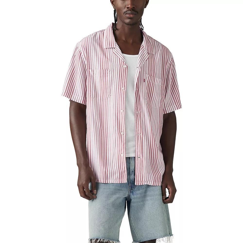 Men's Levi's® Classic Standard Fit Short Sleeve Button-Front Shirt, Size: Small, Silas Stripe Red Product Image