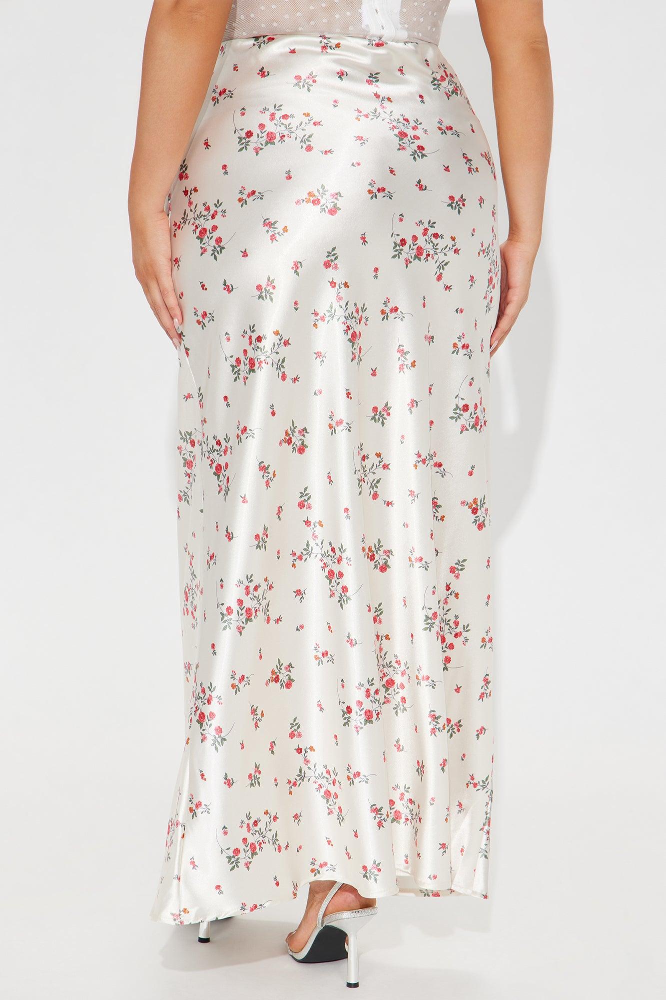 Buy Myself Flowers Satin Maxi Skirt - Champagne Product Image
