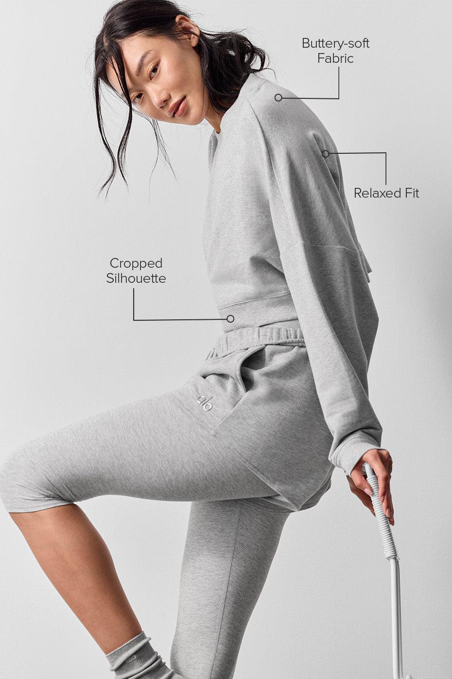 Cropped Sway Crew Neck Pullover - Athletic Heather Grey Female Product Image