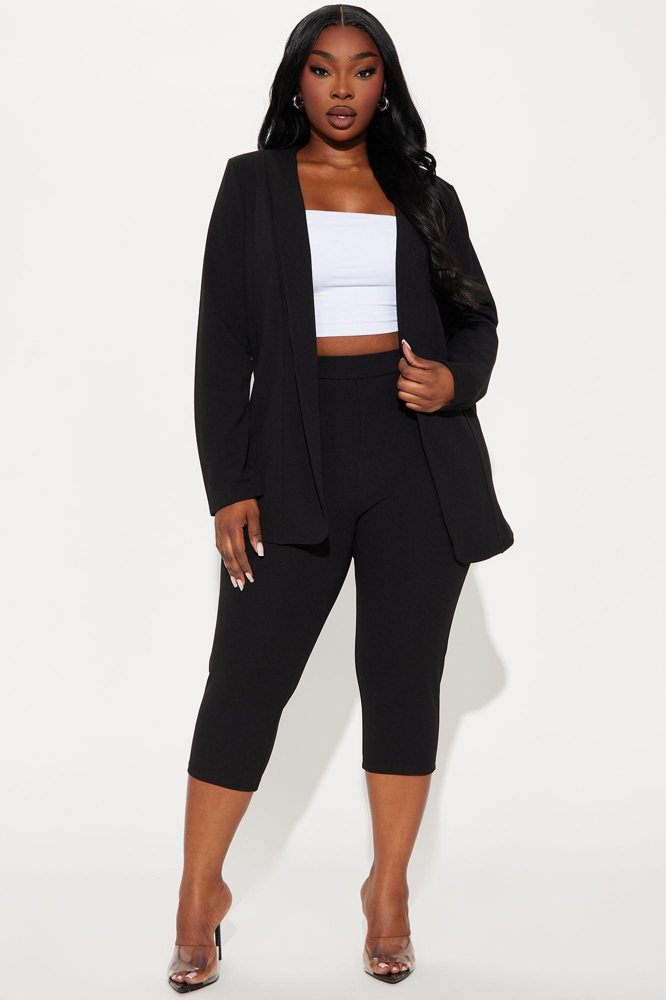 Payin' It Forward Capri Blazer Set - Black Product Image