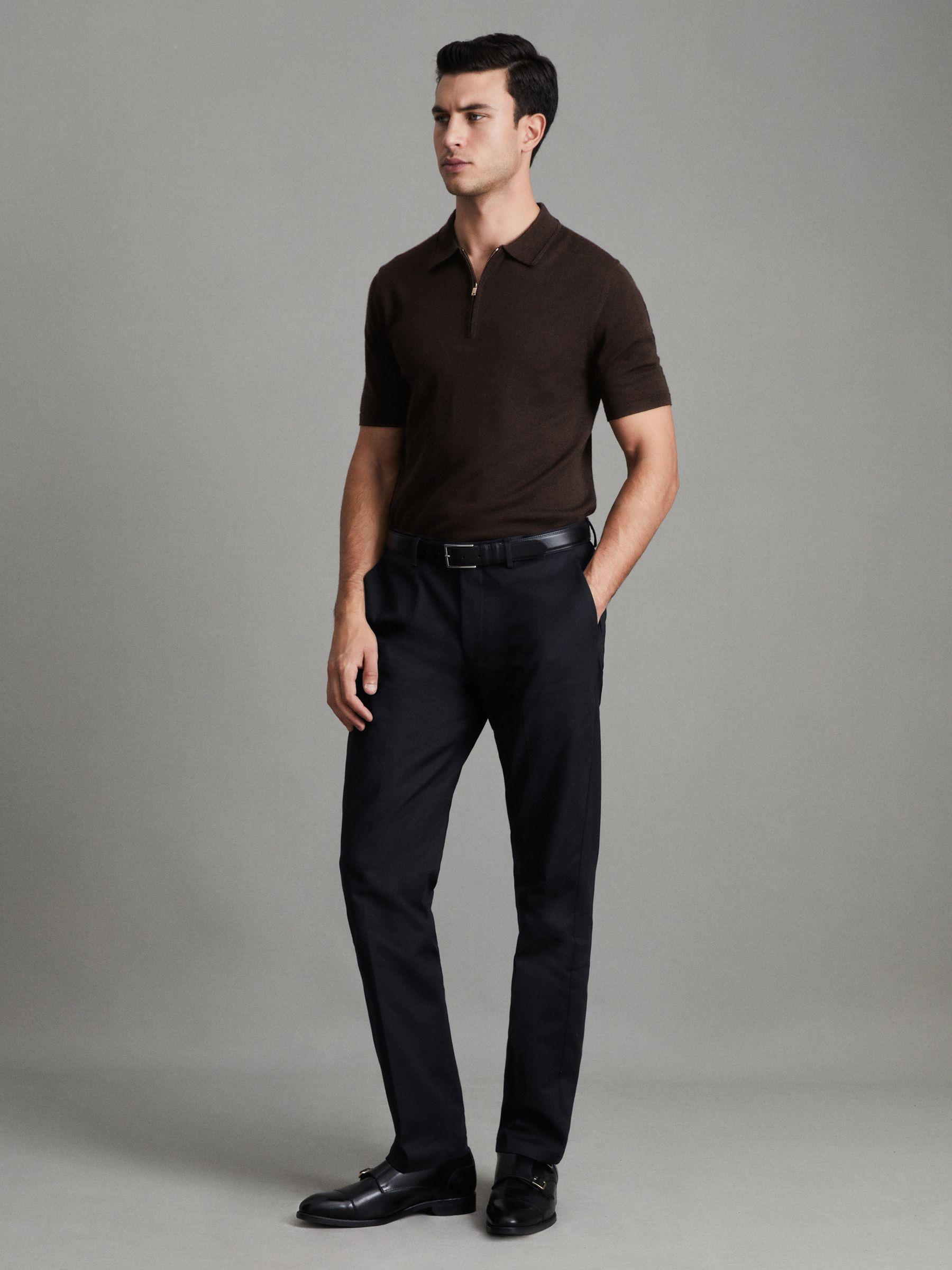 Cotton Blend Chinos in Navy Product Image
