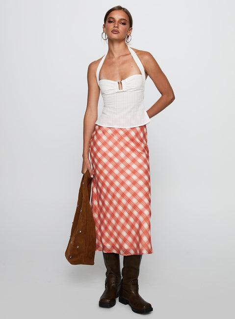 Living Color Maxi Skirt Orange Gingham Product Image