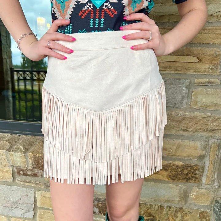 Plus Fort Worth Fringe Skirt Tan* Product Image