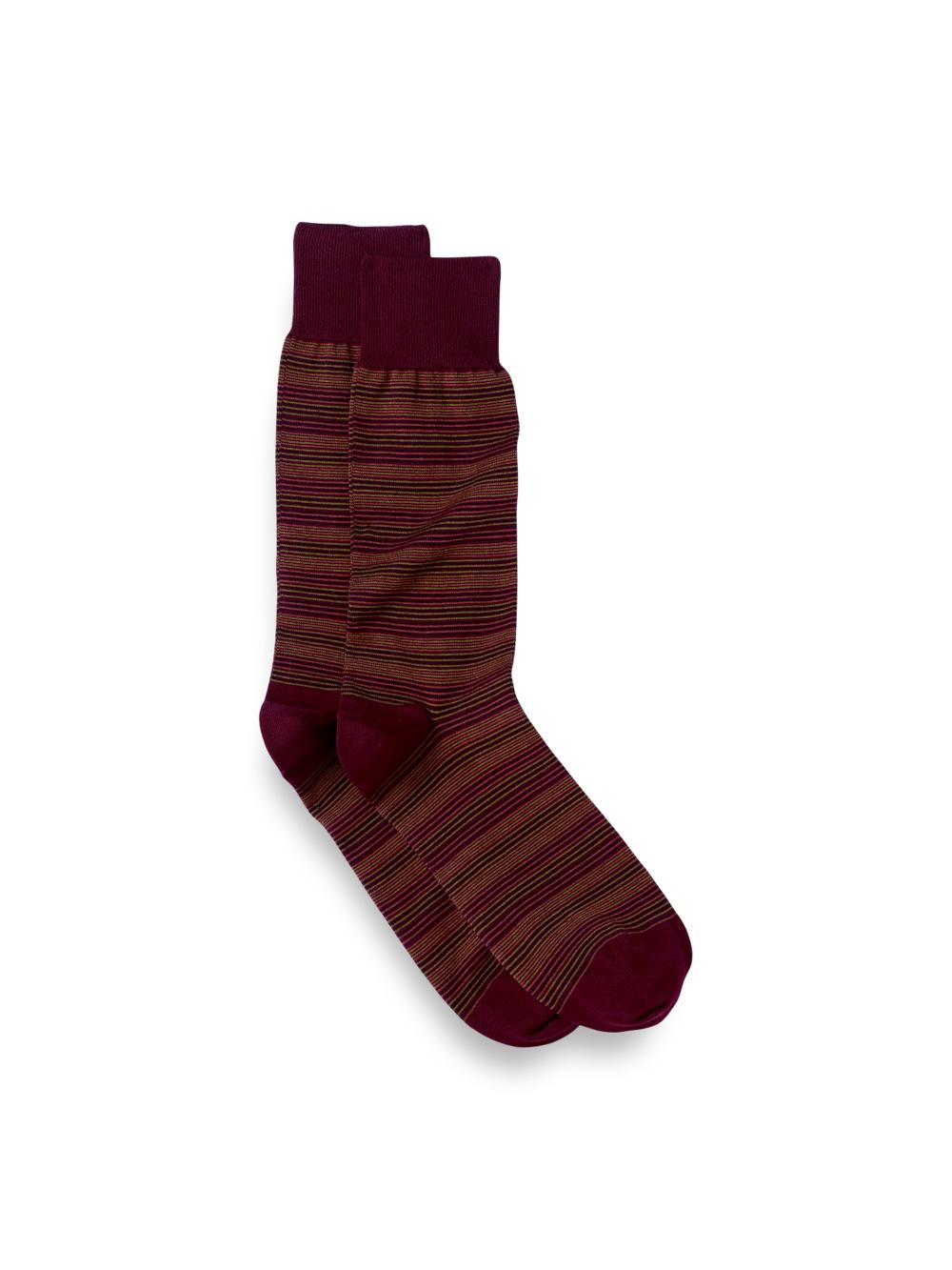 Stripe Cotton Blend Sock - Burgundy Multi Product Image
