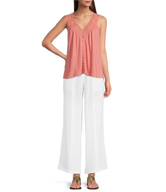 Lucky Brand Gauze High Rise Wide Leg Pants Product Image