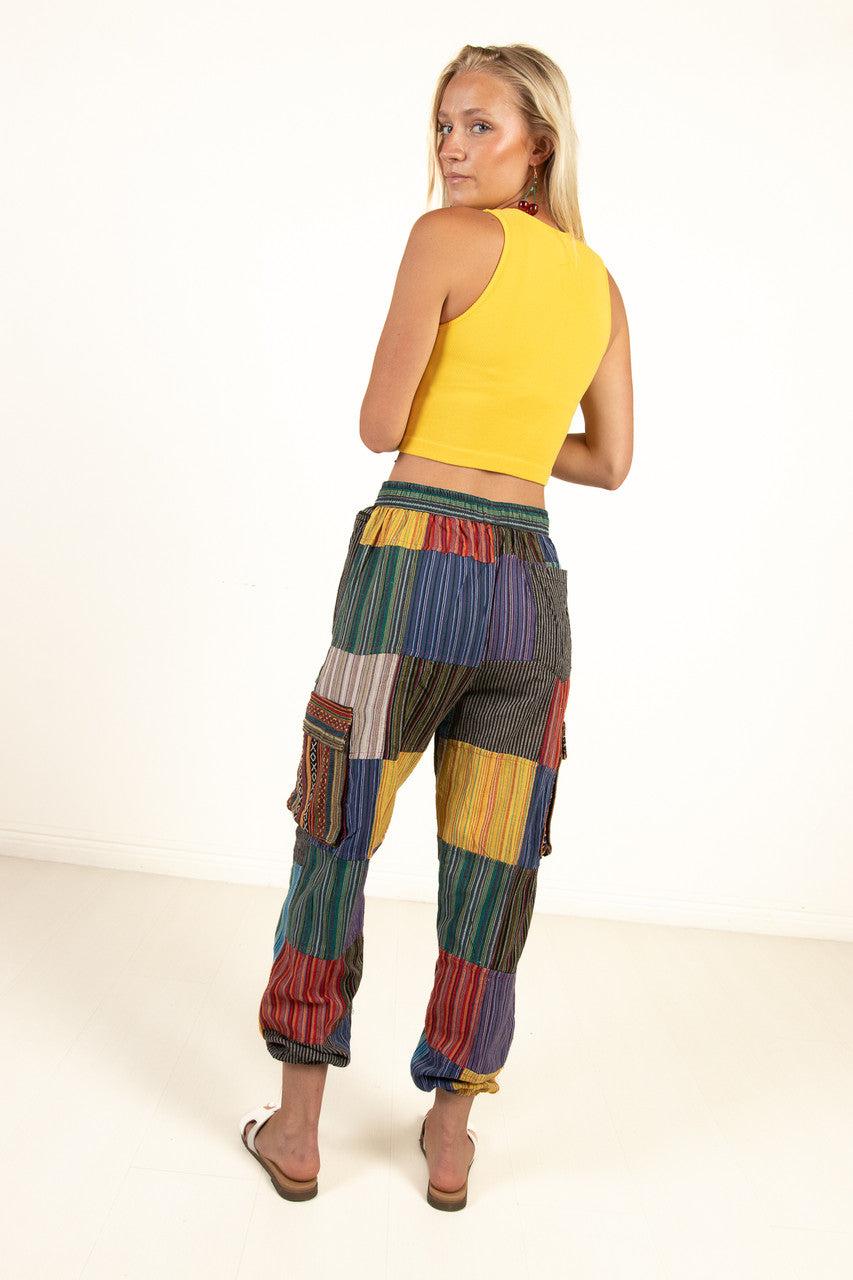 Cargo Embroidered Patchwork Pants Product Image