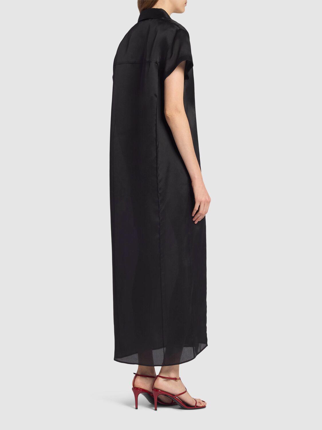 KHAITE Effy Silk And Cotton-blend Organza Midi Shirt Dress In Black Product Image