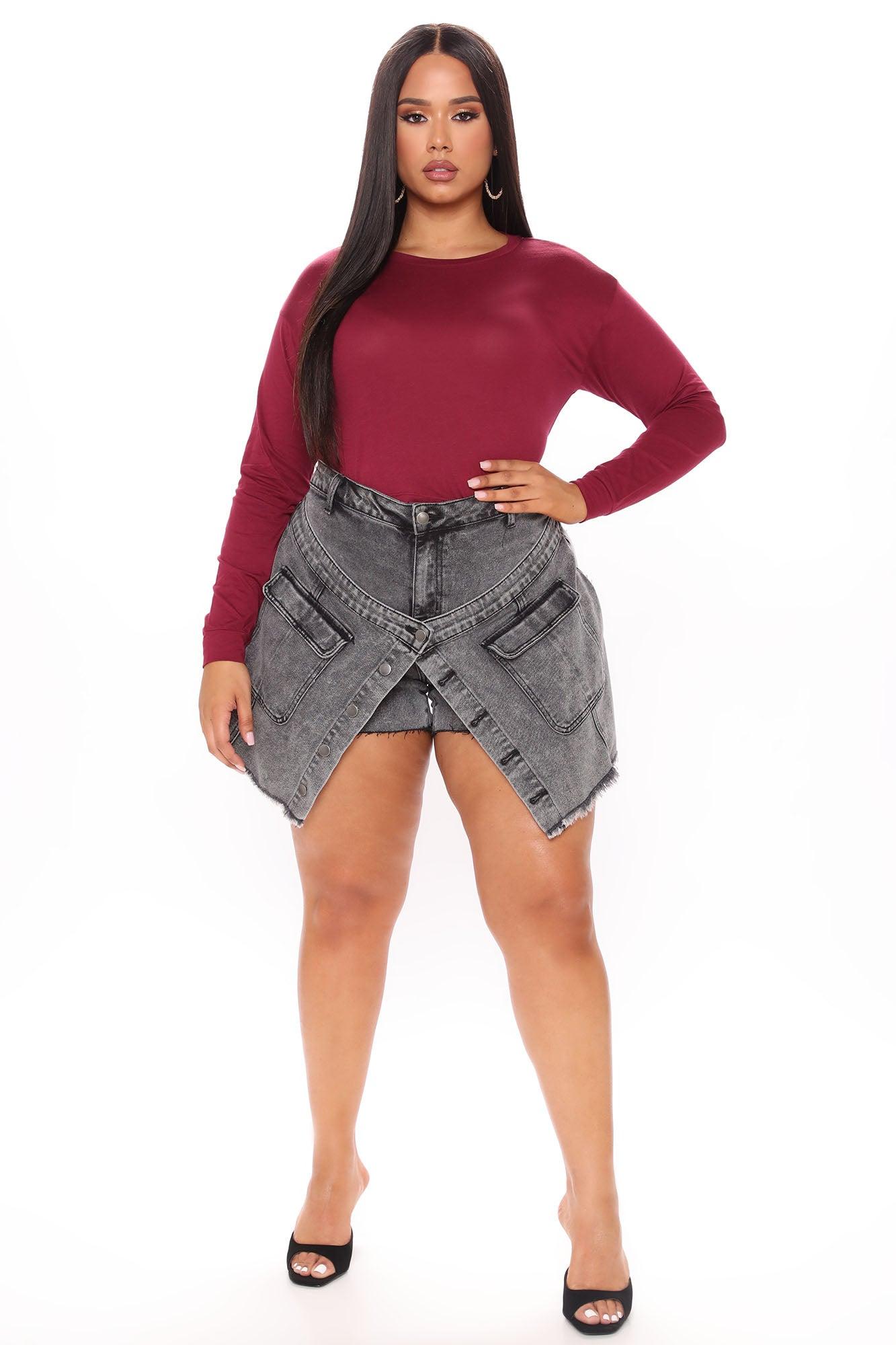 Leslie Long Sleeve Cropped Tee - Wine Product Image