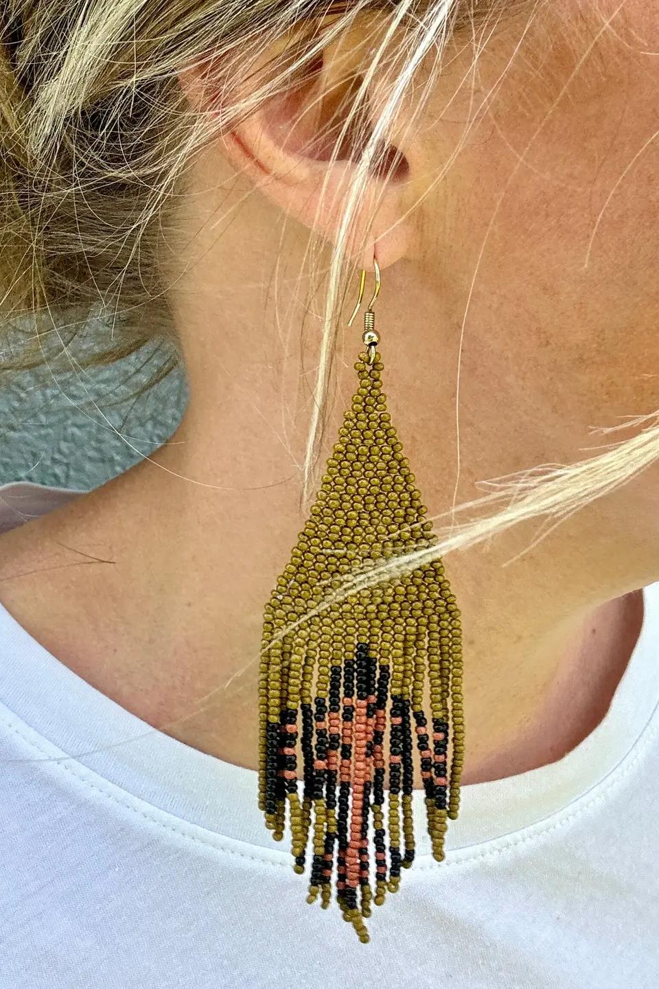 Southwestern Thunderbird Seed Bead Earrings Product Image