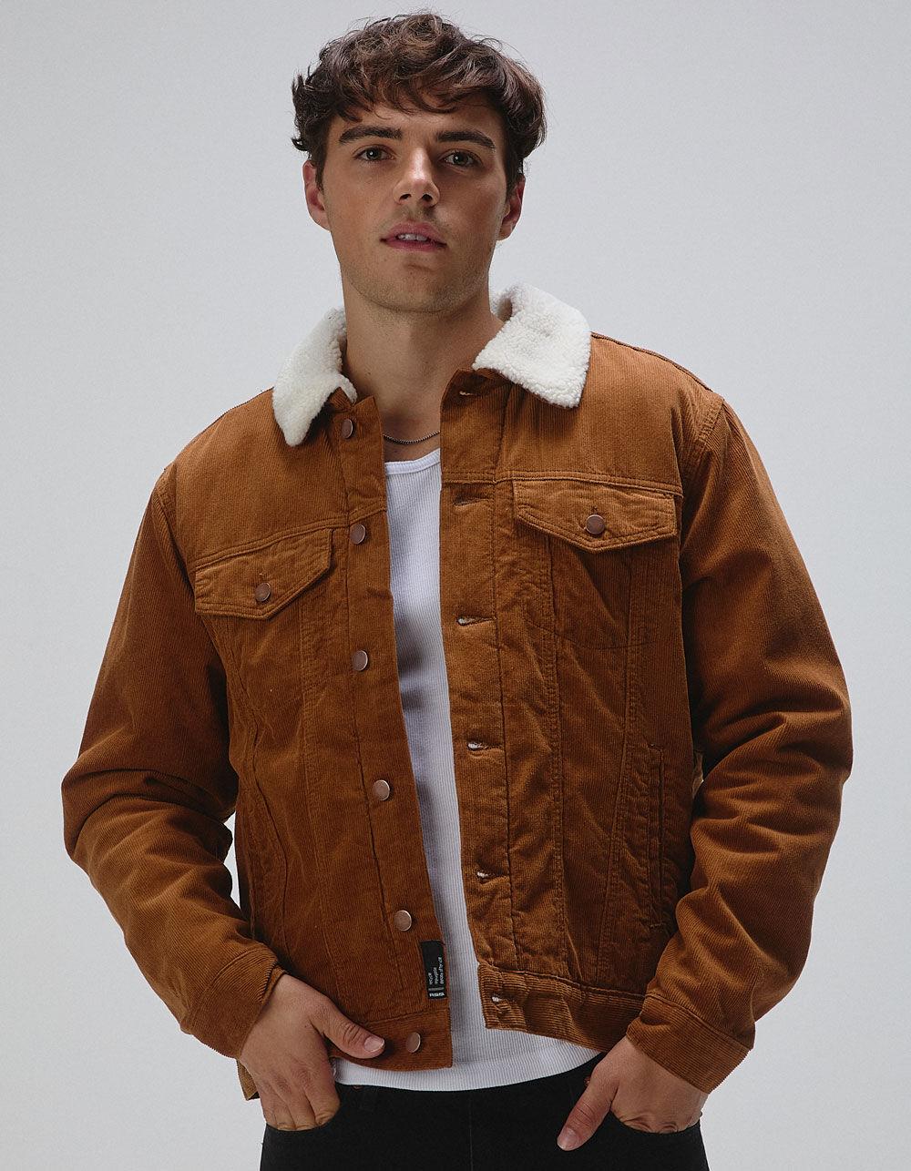 RSQ Mens Corduroy Sherpa Trucker Jacket - TAN Product Image