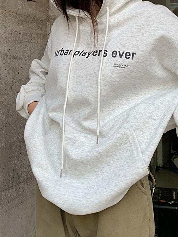 Simple Letter Print Oversized Hoodie Product Image