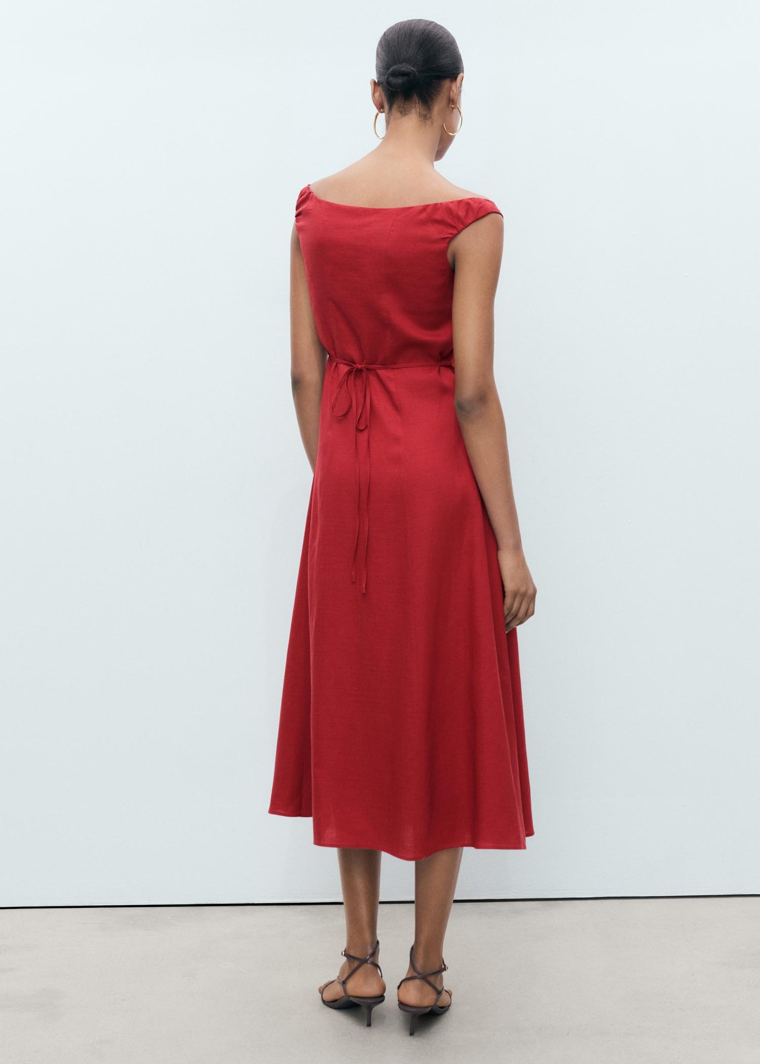 Linen-blend dress with buttons - Women | MANGO USA Product Image