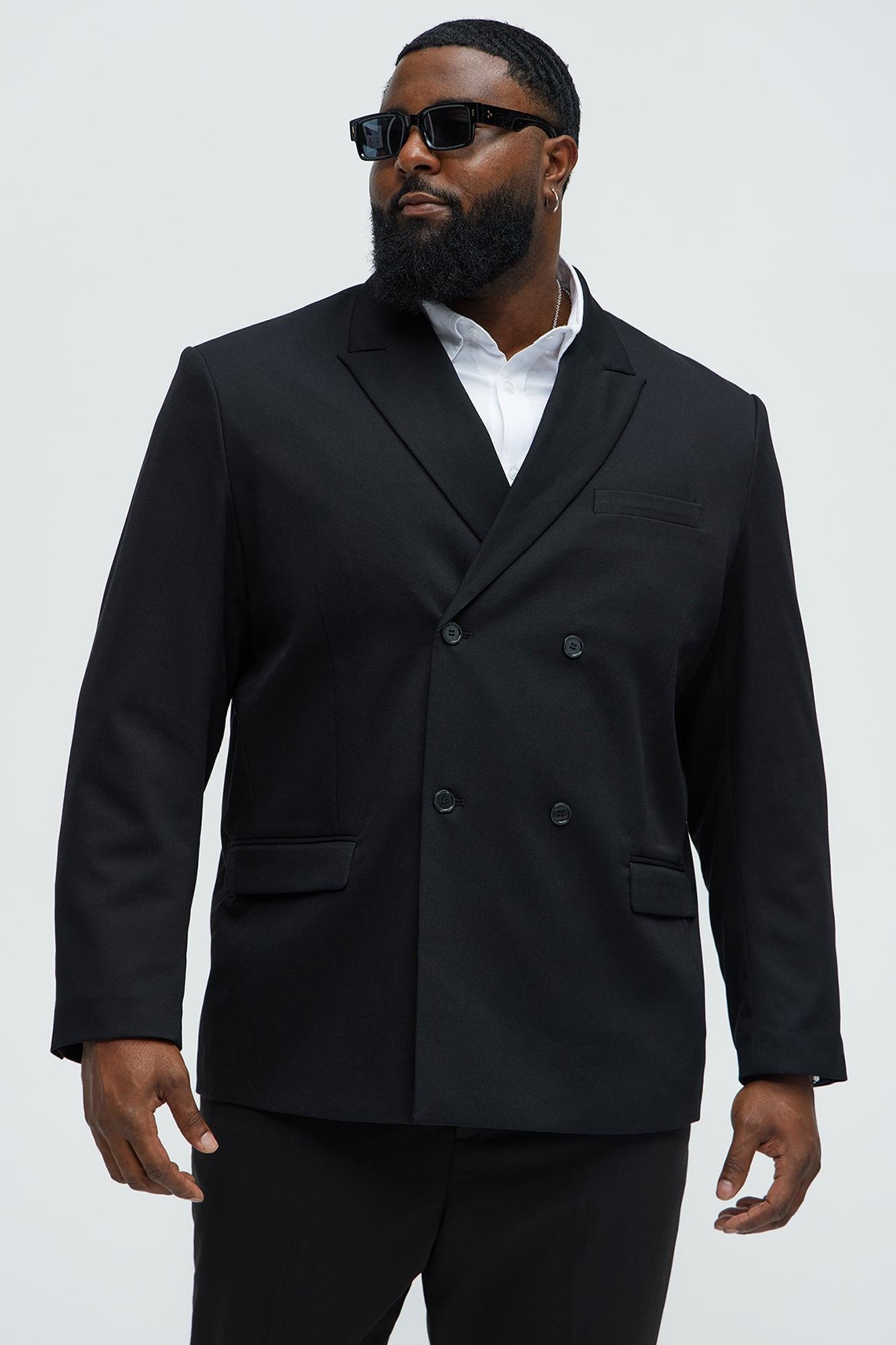 Gabardine Double Breasted Blazer - Black Product Image