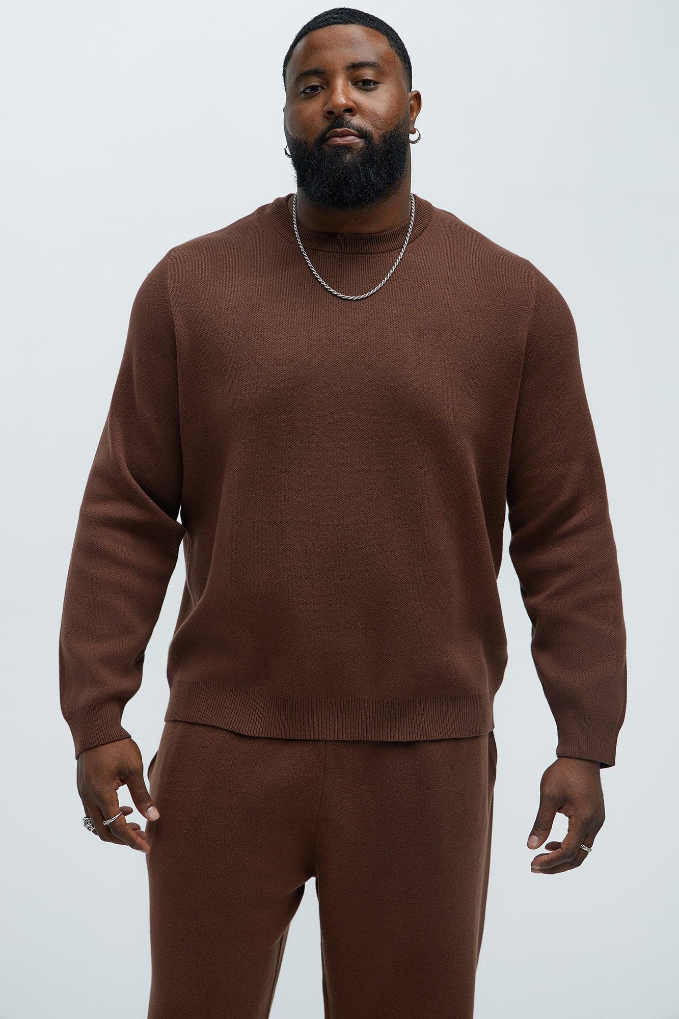 Recline Sweater Knit Crewneck - Brown Product Image