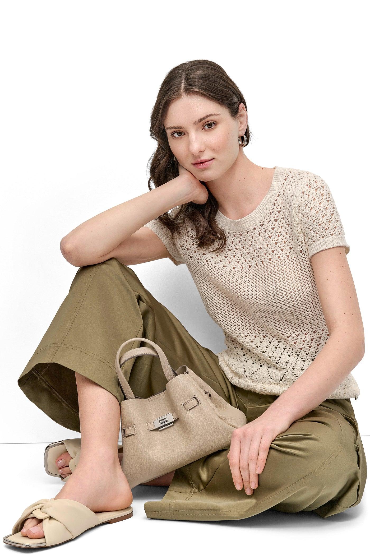 OPEN POINTELLE KNIT SWEATER TEE Product Image