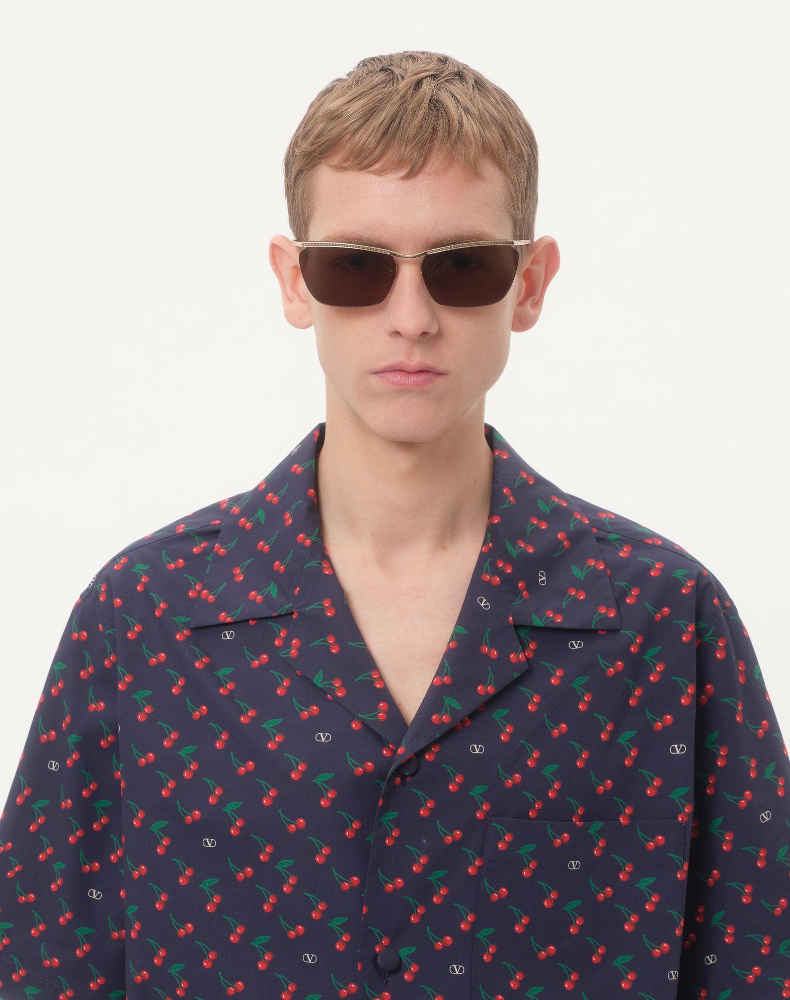 Cotton Poplin Bowling Shirt With Cherryfic Print Product Image