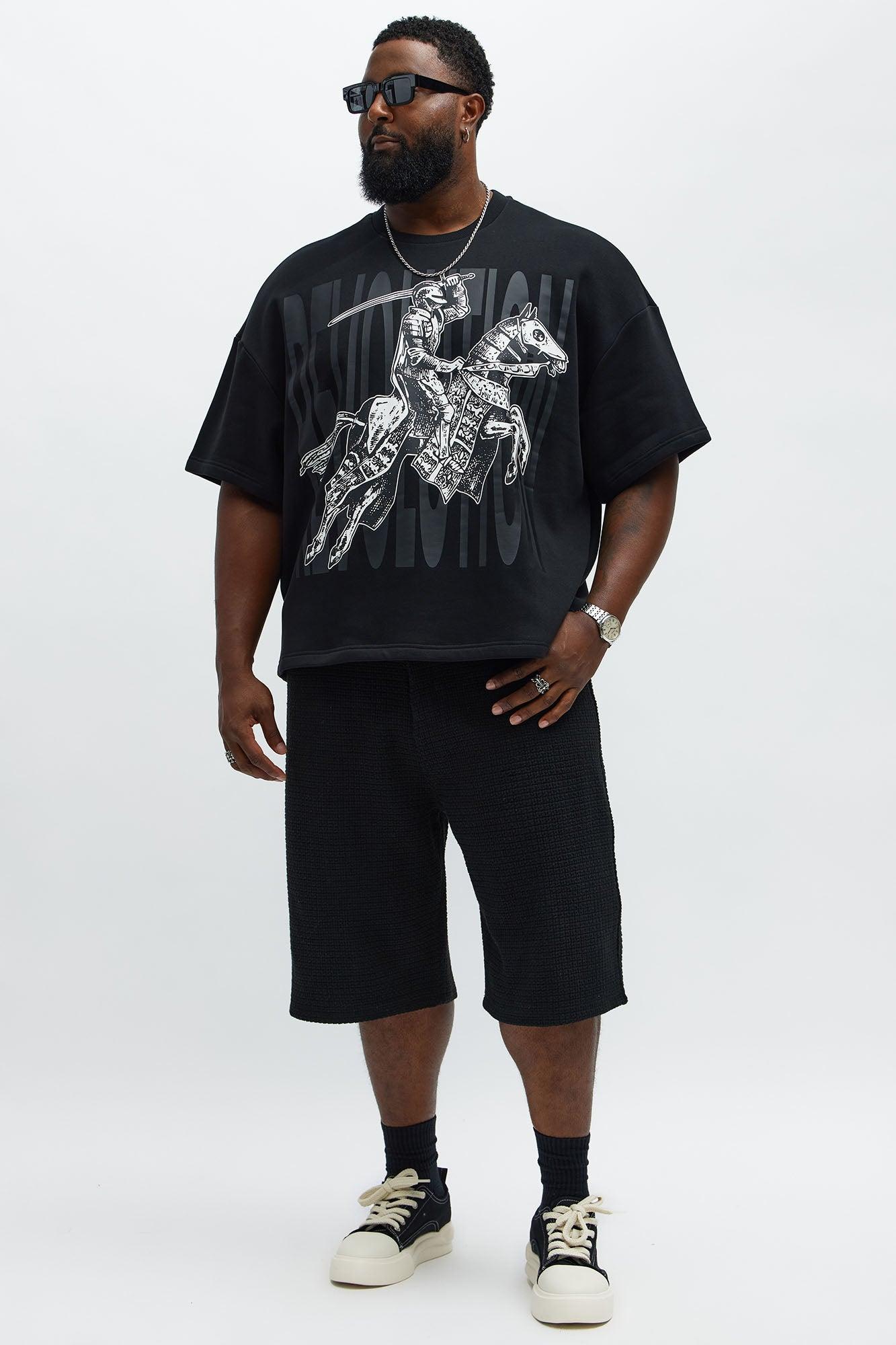 Tyson Oversized Crusader Printed Short Sleeve Tee - Black Male Product Image
