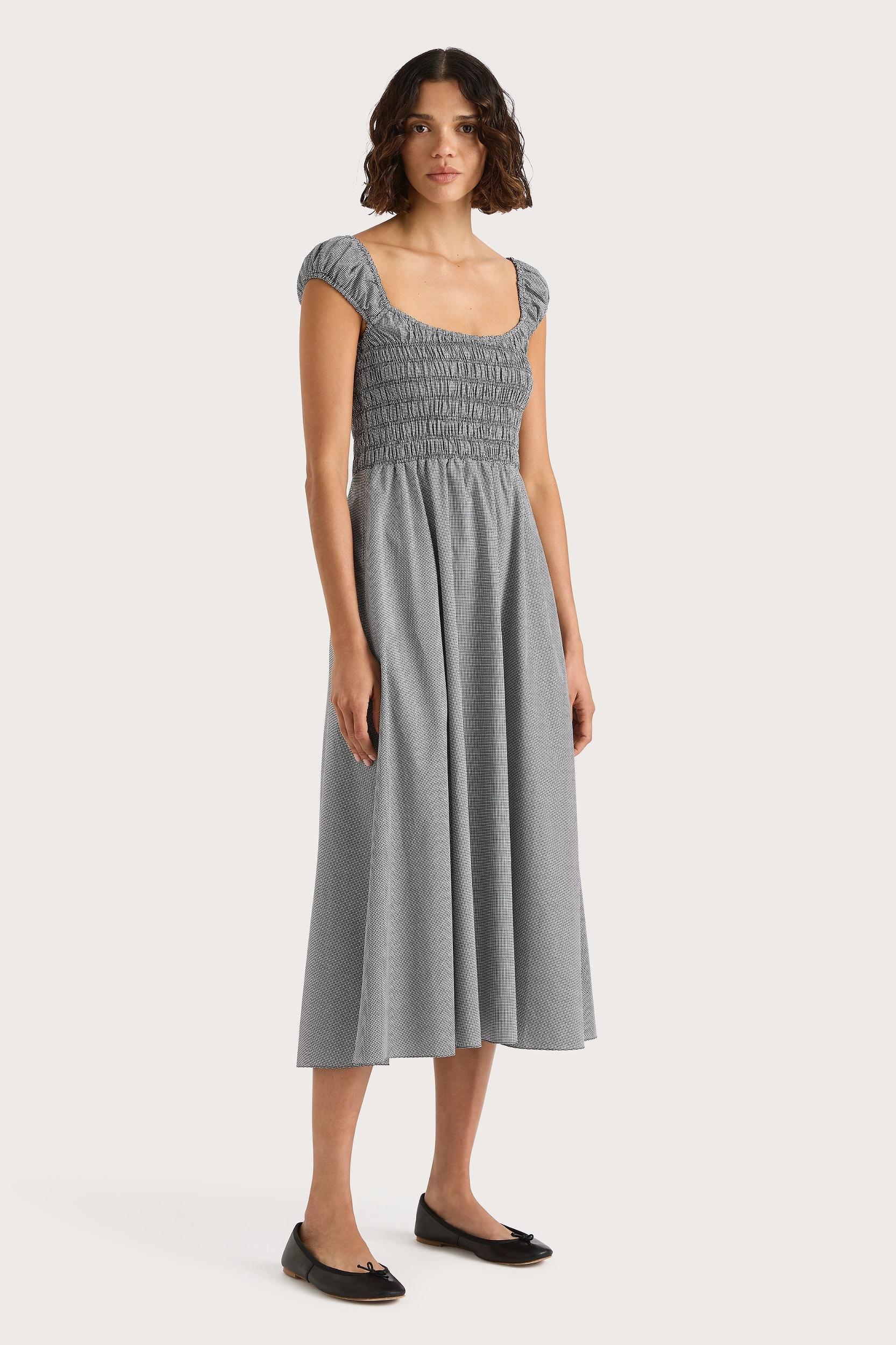 Amelie Midi Dress Gingham Black - Final Sale Product Image