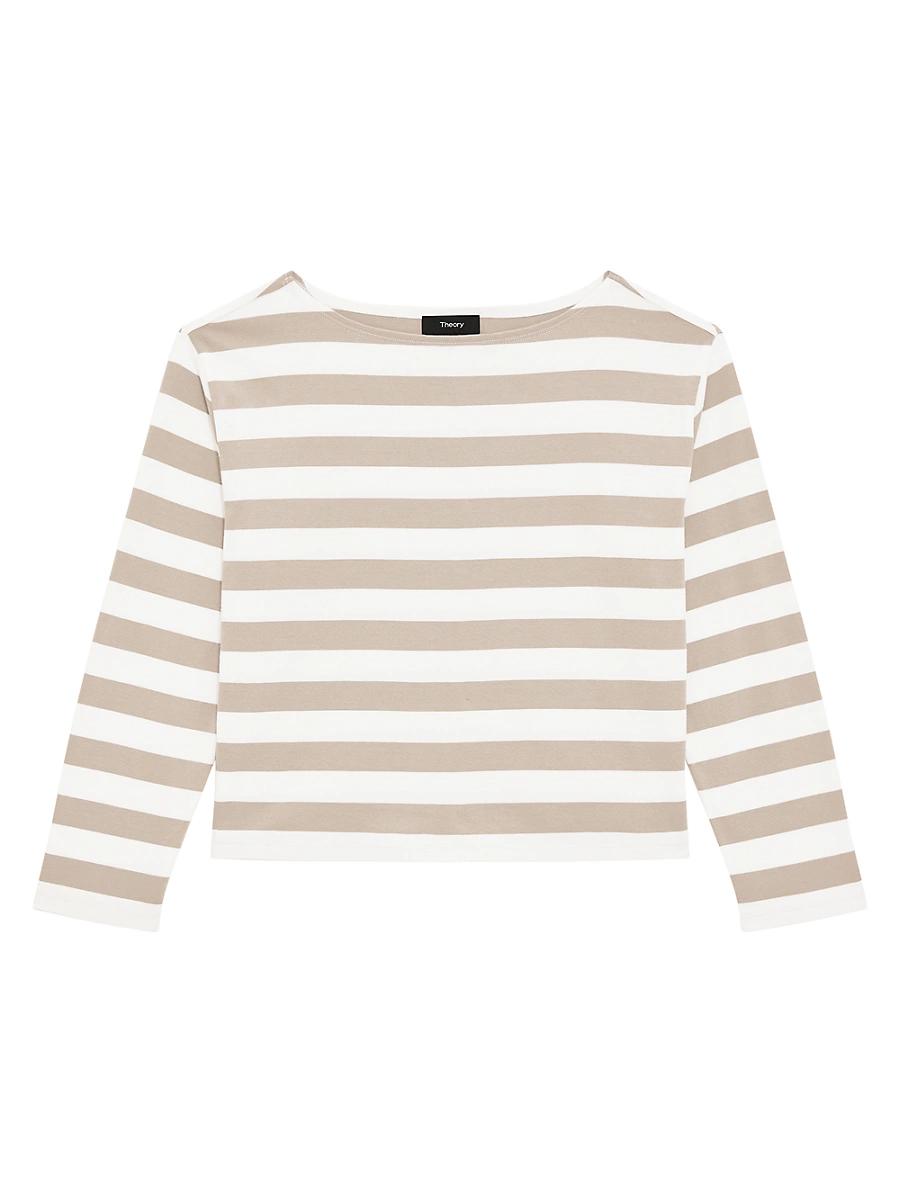 Womens Clinton Striped Cotton Boatneck Shirt Product Image