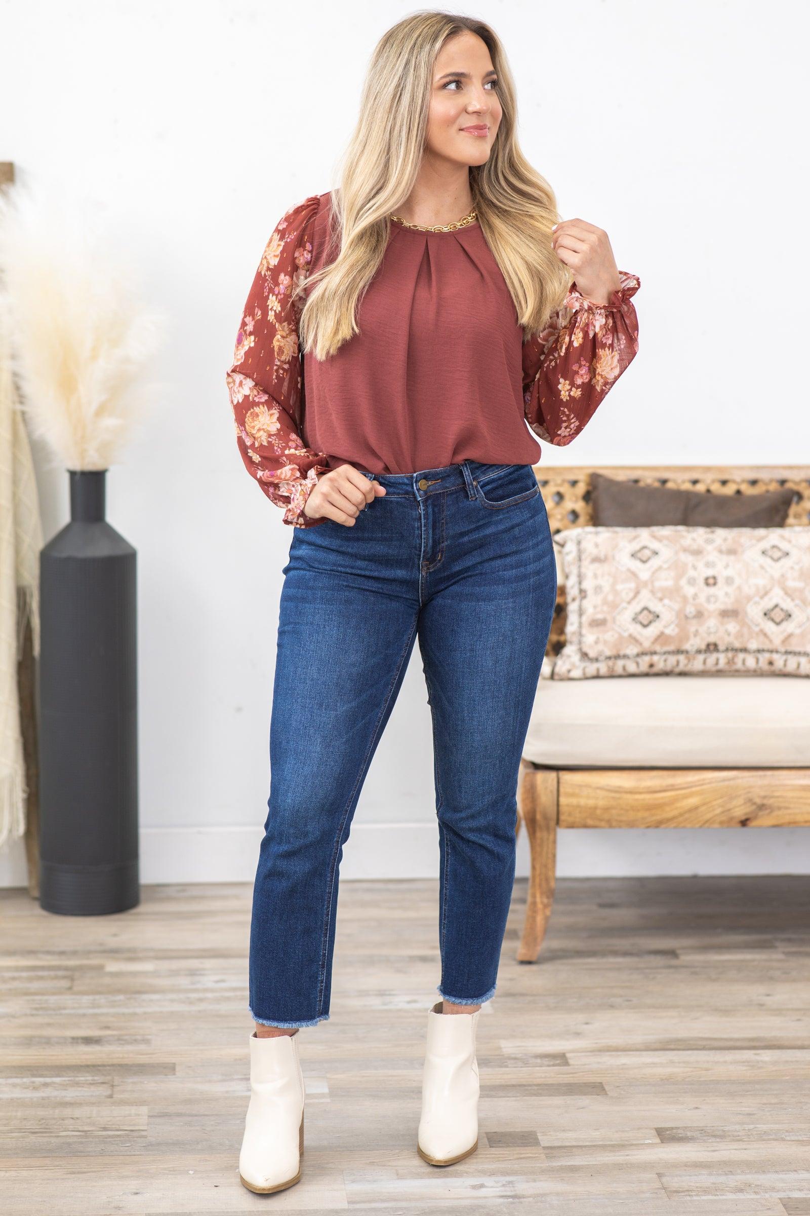 Mica Dark Wash High Rise Straight Crop Jean Product Image