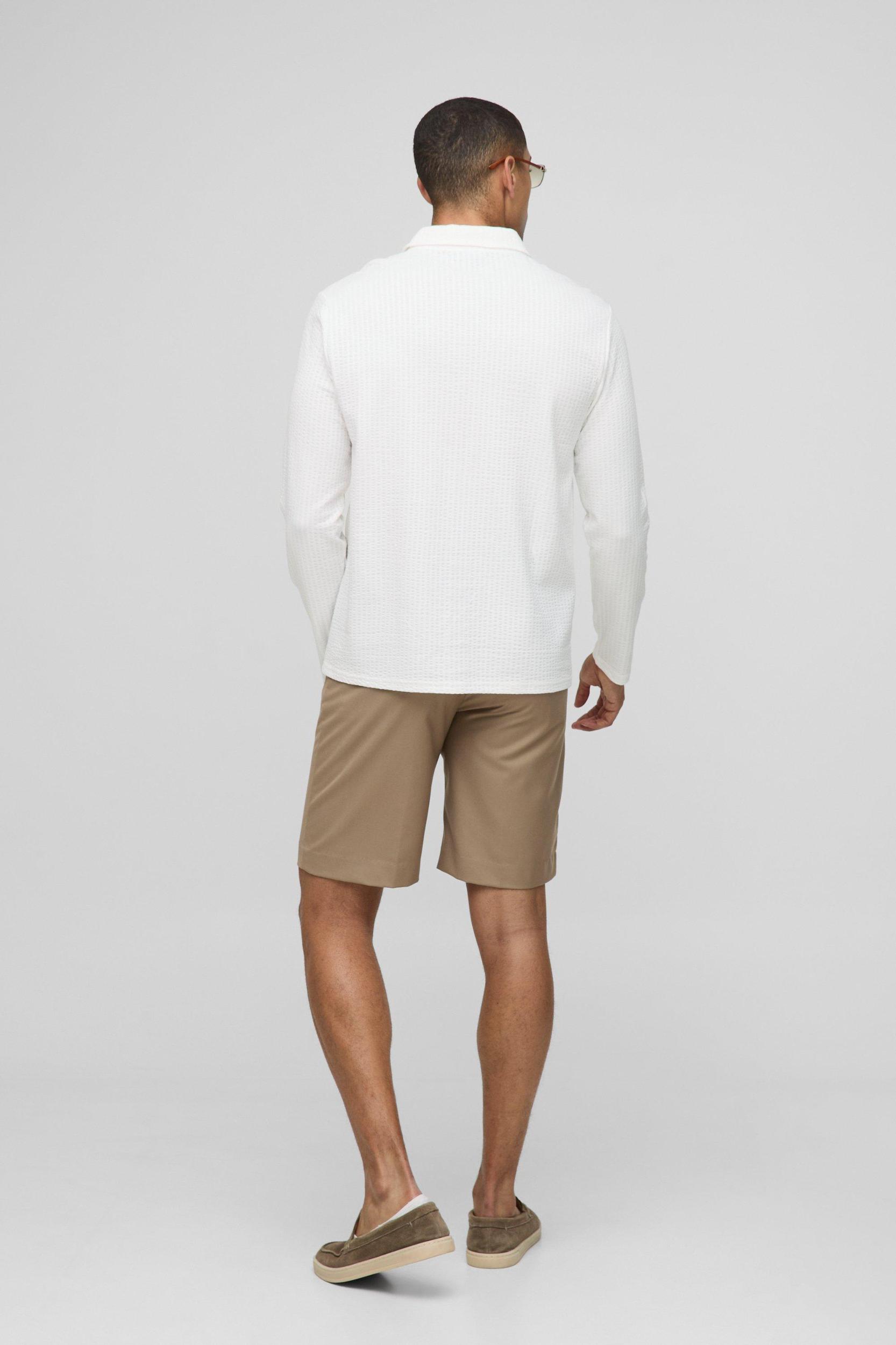 Regular Seersucker Long Sleeve Shirt | boohooMAN USA Product Image