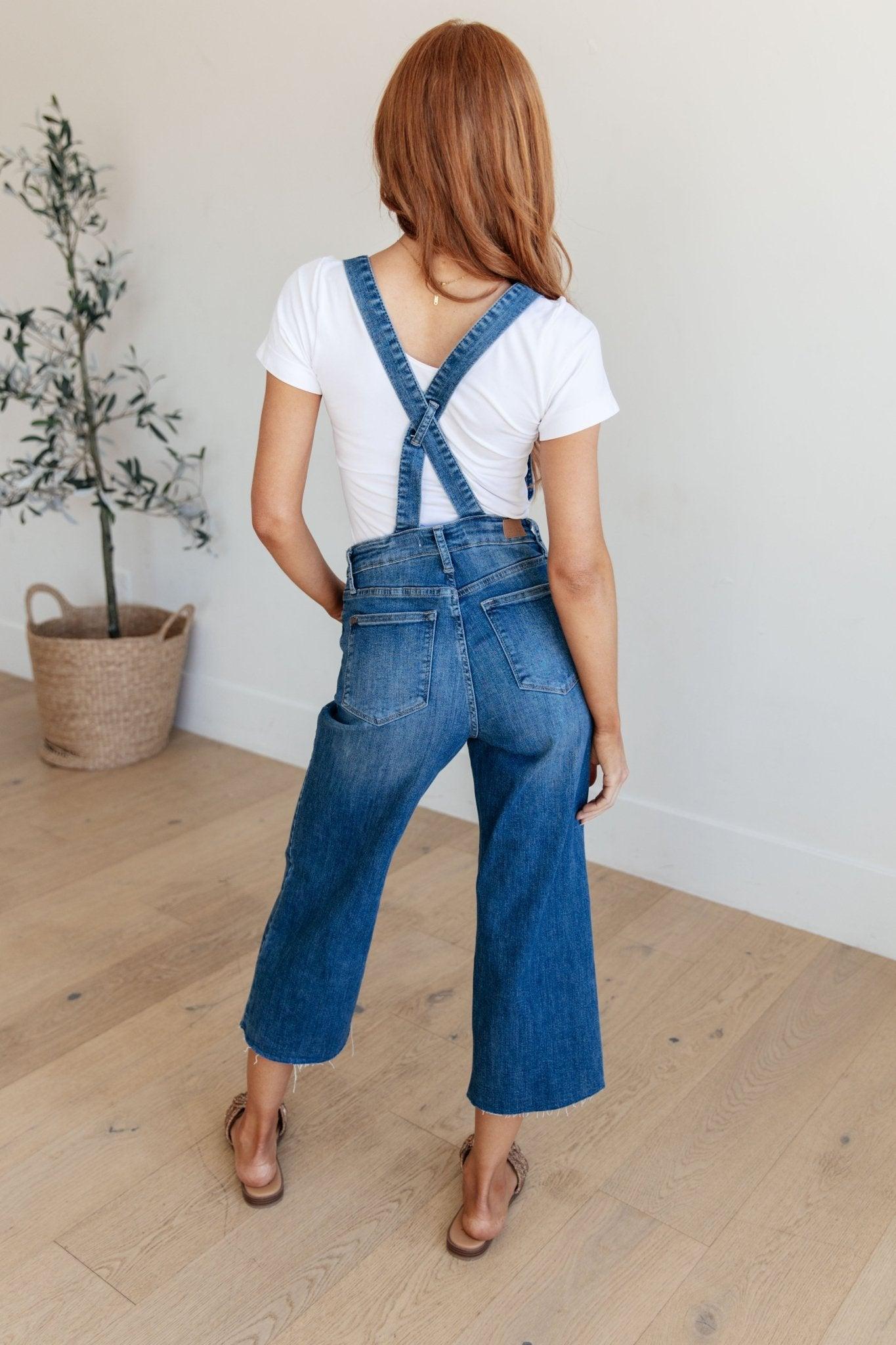 Priscilla High Rise Crop Wide Leg Denim Overalls (Online Exclusive) Product Image